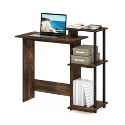 Furinno EFFICIENT 3 Open Side Shelves Gaming Desk, Amber Pine