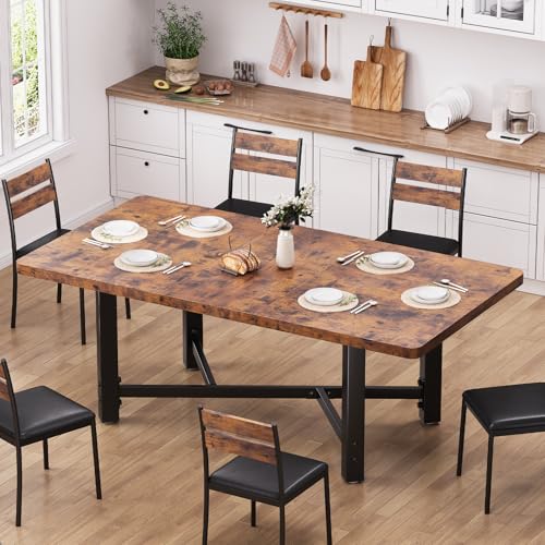 Jocoevol Extending Table Retro Dining Table with Black Metal Frame, Extendable Kitchen Table for 4-6 People, Industrial Design 120-160 × 71 × 76 cm (Retro Brown)