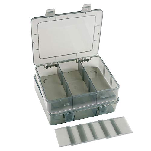 Upgrade 2 Pack Plastic Storage Organizer Box, Storage Container, Jewelry Organizer, Parts Storage Box with Dividers for Crafts, Beads, Buttons, Ornaments, Metal Parts, and More (9 Grids 2 Pack)
