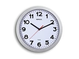 Maul MAULstep Wall Clock Diameter 30 cm Quartz Clock with Automatic Time Setting Ideal for Living Room, Bedroom, Kitchen, Study and Office Good Readability for Large Rooms Silver