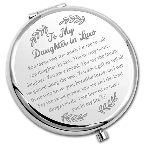PLITI Daughter in Law Compact Mirror From Mother In Law Father In Law To My Daughter in Law Wedding Pocket Mirror (Daughter in Law CM U)