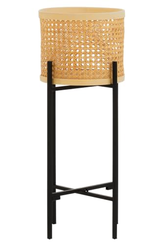 Premier Housewares Create A Charming And Artisanal Touch to Your Decor Elevate Your Living Space Organic Elegance Small Planter Natural Living Rattan with Sleek Black Metal Cross Base 26x58x26
