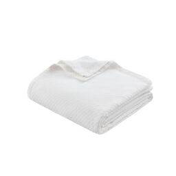 Madison Park Liquid Cotton Luxury Blanket Premium Soft Cozy 100% Ring Spun Cotton For Bed, Couch or Sofa, Twin, White