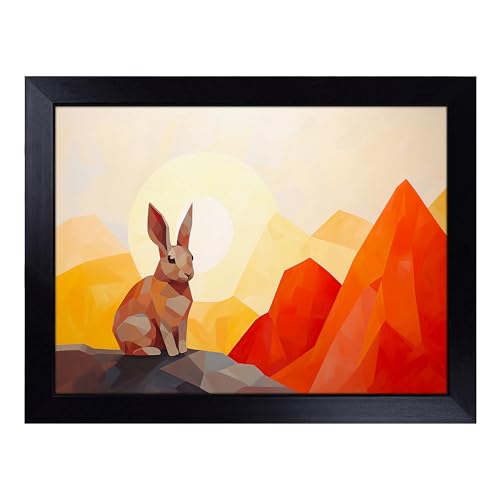 Lap Tray with Bean Bag Cushion, Rabbit Minimalism - Handmade in the UK, Raised Wooden Edge, Padded Cushion, Heat-Resistant Wipe-Clean Surface, for Meals, Laptops and Crafts