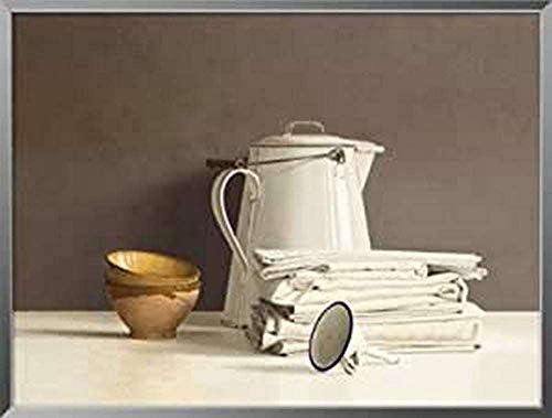 International Graphics - Framed art print - Willem, de Bont - ''White Can and white Cloths''- 41 x 31 cm - Frame Color: Pearl Mercury - Series ATHOS