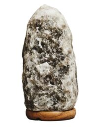 Premier Housewares Grey Natural Salt Lamp Small Room Lamp Irregular Oblong Shape with Calming Grey Glow Grey Desk Lamp Wood Base 23cm x 12cm x 12cm