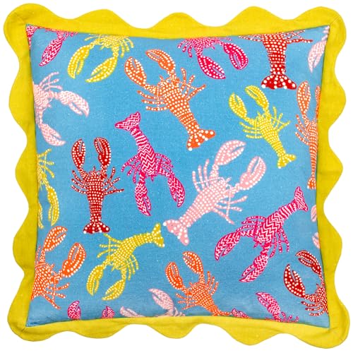 furn. Crustaceans Scalloped 100% Cotton Cushion Cover, Aqua