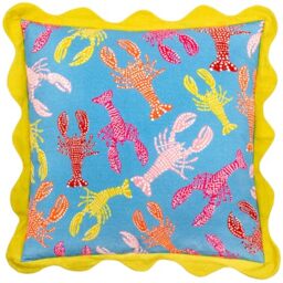 furn. Crustaceans Scalloped 100% Cotton Cushion Cover, Aqua