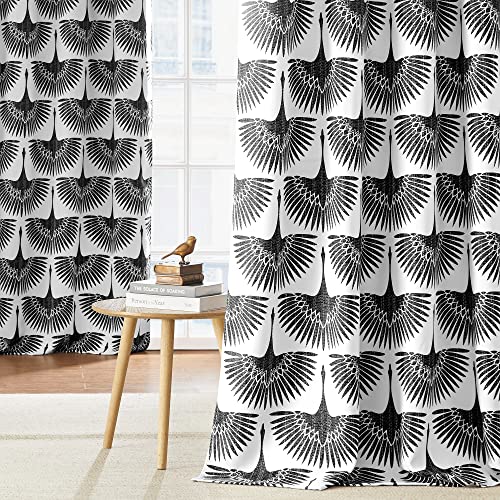 KGORGE Blackout Curtains with Geometric Print, Floral and Animal Patterns, Window Curtains for Living Room, Conference Room, Thermal Insulated Blackout Curtains for Home Office, 52 W x 72 L, Black, 2