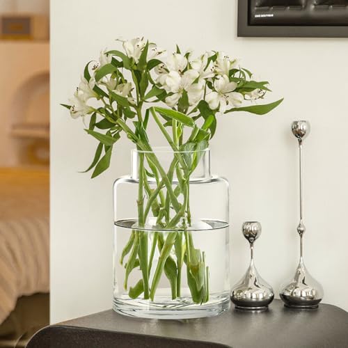 "Clear Glass Vases Flower Vases for Centerpieces 9"" Large Glass Cylinder Vase for Home Wedding Party Events Office Entryway D??cor (Transparent)"