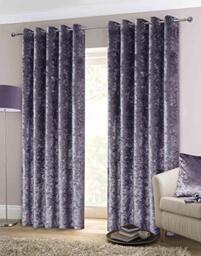 Rapport CRUSHC-6672-SILV Crushed Velvet Lined Eyelet Curtains, Silver, 66 x 72-Inch