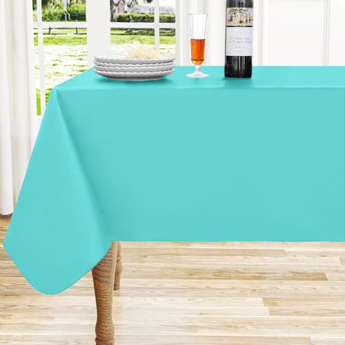 "Homing Rectangle Vinyl Tablecloth, Waterproof Spillproof Plastic Flannel Backed Table Cloth, Wipe Clean Table Cover for Dining, Buffet Parties and Camping (Teal, 60"" x 84"")"