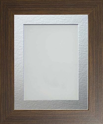 Frame Company Watson Brown Picture Photo Frame fitted with Perspex, 9x7 inch with Silver Mount for image size 6x4 inch