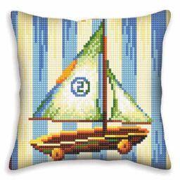 Collection d'Art 5401 Nostalgia Cross Stitch Cushion, Cotton, Multi-Colour, 40 x 40 cm