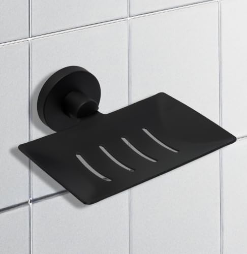 IPEA Black Metal Wall Sticker Soap Dish ??? No Drilling Required ??? Modern Design ??? Soap Holder for Wall Sticking in Bathroom, Shower, Kitchen, Home ??? Soap Holder or Sponge ??? Self Adhesive