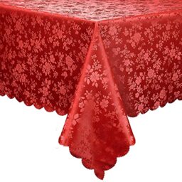 "smiry Rectangle Table Cloth, Waterproof Heavy Duty Vinyl Tablecloths, Wipeable Washable Table Cover for Kitchen and Dining Room (Red, 52"" X 70"")"
