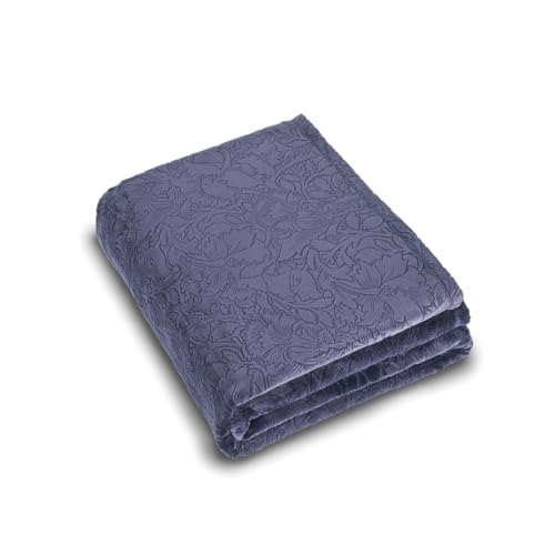 Pure Cotton - Maxi Plaid/Bedspread - Soft touch - Standard 100 Oeko-TEX - Delicate machine wash at 30°C - 180 x 220 cm - Arabesque Aubergine