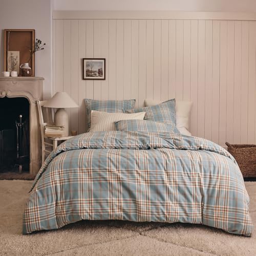 Printed Cotton Flannel Duvet Cover, Tartan, 260 x 240 cm, ESSIX