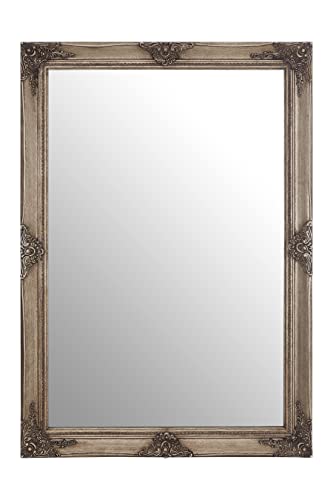 Premier Housewares Rectangular Wall Mirror/Classic Mirrors For Bathroom/Bedroom/Garden Walls Fancy Wall Mounted Mirrors For Hallway With Shiny Gold Finish 104 x 5 x 74