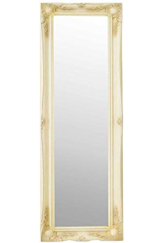 Large Ivory Ornate Antique Style Dress Big Wall Mirror 4Ft6 X 1Ft6 135cm X 45cm