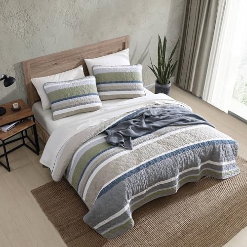 Eddie Bauer Cotton Reversible Bedding Set, All Season Lodge Home Décor, Salmon Ladder Beige, Queen