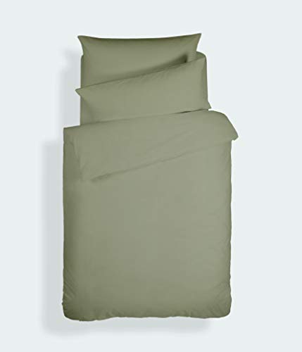 Plain Dyed Cotton Percale Military Green 200 TC Duvet Set 160 x 220 cm - 50 x 80 cm