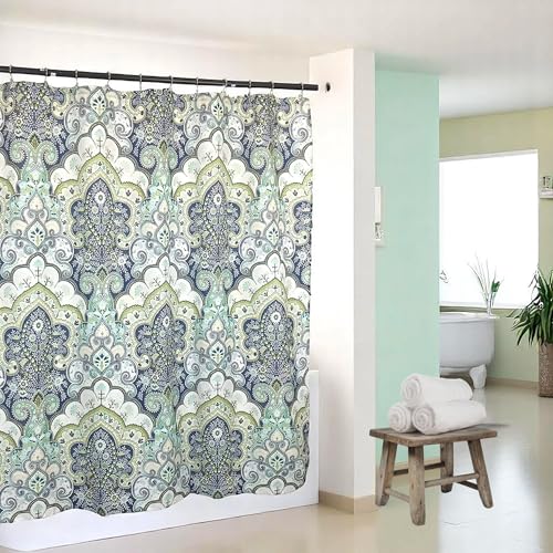 ZASTION Serafina Home Anastacia Boho Shower Curtain for Bathroom: Fabric Floral Paisley Moroccan Damask Design