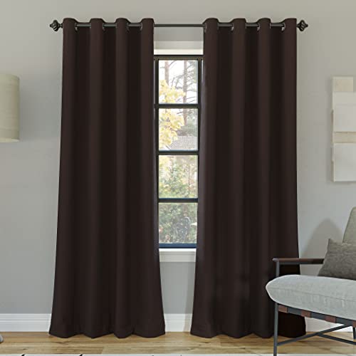 "Sun Zero Nordic 2-Pack 2-Pack Theater Grade Extreme Total Blackout Grommet Curtain Panel Pair, 52"" x 84"", Dark Chocolate"