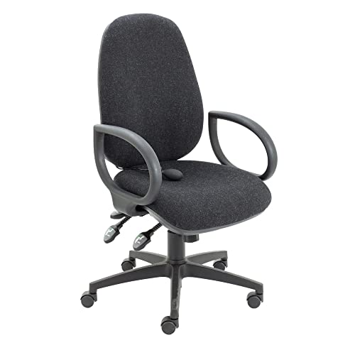 Office Hippo Physio Approved Desk Chair, Ergonomic Home & Office Chair With Adjustable Seat, Back & Lumbar Pump For Comfort & Support, Computer Chair With Fixed Arms - Charcoal