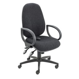 Office Hippo Physio Approved Desk Chair, Ergonomic Home & Office Chair With Adjustable Seat, Back & Lumbar Pump For Comfort & Support, Computer Chair With Fixed Arms - Charcoal