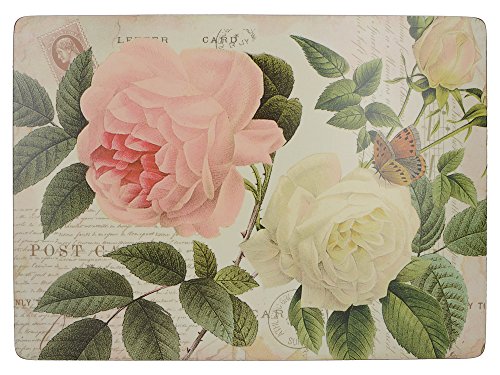 Creative Tops Set of 6 Rose Garden Premium Cork-backed Mats Placemats, Wood, Red, Medium