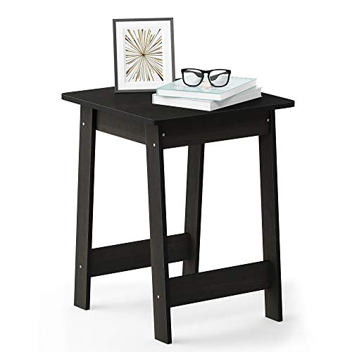 Furinno BEGINNING Side Table, Square End Table with H-Legs, Night Stand, Bedside Table, for Living Room, Bedroom, Espresso