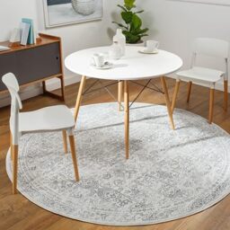Livabliss Vicky Marrakech Vintage Round, Living Room – 200 cm, Grey & Cream