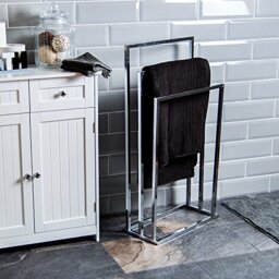 Bath Vida Three Tier Towel Holder Freestanding Bathroom Chrome Rail Rack