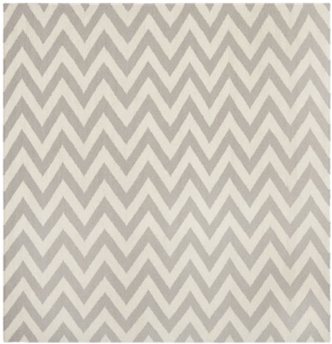 Safavieh Contemporary Indoor Flatweave Square Area Rug, Dhurrie Collection, DHU557, in Grey / Ivory, 183 X 183 cm for Living Room, Bedroom or Any Indoor Space