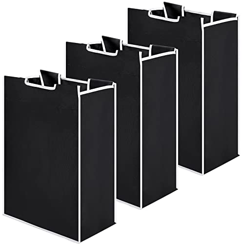 Laundry Sorter Replacement Bags Hamper Cart Removable Replacement Laundry Storage Organizer Bag Hamper Liner, No Hooks 14.76 x 8.66 x 21.65 Inch(Black,3 Pcs)