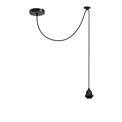 LEDSone IP65 Waterproof Pendant Light E27 195cm Adjustable Black Flex Cable Vintage Industrial Ceiling Lamp Holder DIY Hanging Light for Kitchen Island Garden Bar