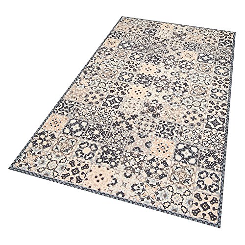 Zala Living Zoe Vinyl Mat, Dark Blue/Cream, 47 x 140 x 0.02 cm