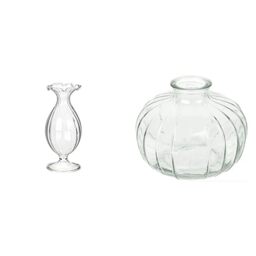 Small Clear Glass Bud Vase 12cm & Clear Glass Round Vase 8cm Bundle