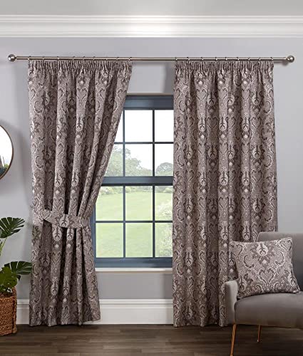 Sundour Tegola Pencil Pleat Curtain Pair Taped Top Curtains Charcoal 90x54