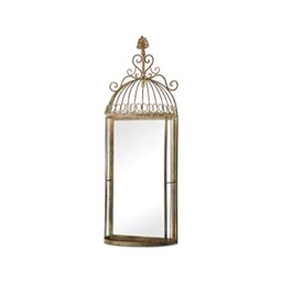 MirrorOutlet Large Metal Rustic Arched Bird Cage Window Garden Outdoor Mirror 70cm X 26cm, Green (GM090)
