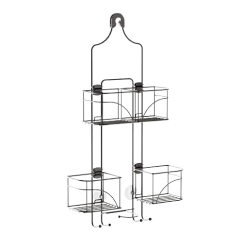 Zenna Home With Baskets That Slide Out to accommodate Hose, Versatile Storage Solution for Your Bath Area. Rust-Resistant Expandable Over-The-Shower Caddy, Bronze