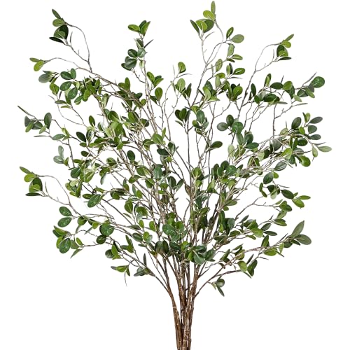 Sggvecsy Artificial Ficus Branches, Artificial Ficus Branches, Spray, Green Eucalyptus Branches, Artificial Green Stems, Artificial Ficus Branches for Home, Office, Wedding, Vase Filler, Shop
