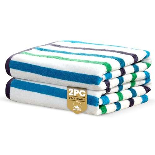 Rapport Home Amalfi Face Towels 2 Pack - Blue - 30x30cm - Luxurious 500GSM 100% Cotton - Oeko-Tex Certified Soft & Absorbent Face Cloths
