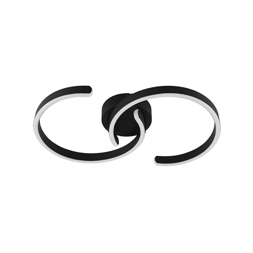 Eglo LED Ceiling Light Fixture Rolimare, Curved Office lamp, Kitchen and Hallway Lighting Neutral White, Black Metal, White Plastic