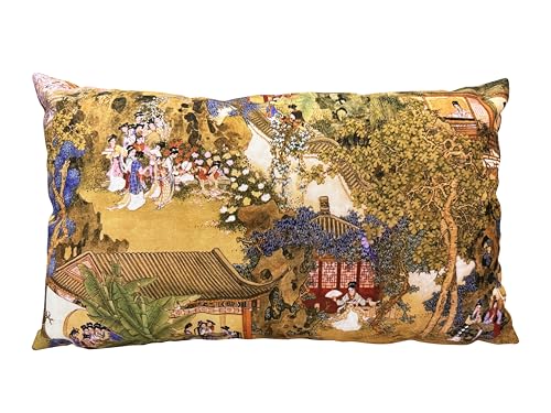 whooplaArt Decorative Velvet Rectangle 12x20 Pillow Cushion Cover Chinoiserie Pillow Covers Double Sides Bed Sofa Pillows