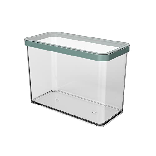 Rotho Loft Storage Box 2.1 L Airtight Food Container with Lid Turquoise - Airtight Food Storage Container, Clear Body, Turquoise Sealing Ring, Dishwasher Safe, Flour and Oats, Slim Rectangular Shape