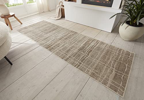Hanse Home Jord Designer Rug - Flat Weave Vintage Style Abstract Modern Geometric Pattern, Oeko-Tex Living Room Rug for Dining Room, Children's Room, Teenager's Room, Hallway - Cream, 80 x 200 cm