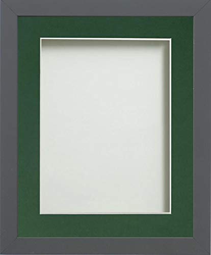 Frame Company Allington Grey Photo Frame with Bottle Green Mount, A4 for 9x6 inch, fitted with perspex
