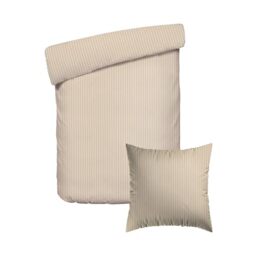 Pure Cotton 2-Piece Single Bed Linen Set - Duvet Cover 135 x 200 cm & 1 Pillowcases 80 x 80 cm - 100% Washed Cotton, Yarn Dyed Woven Fabric, 80 Thread Count - Oeko-TEX - Theodeline - Taupe